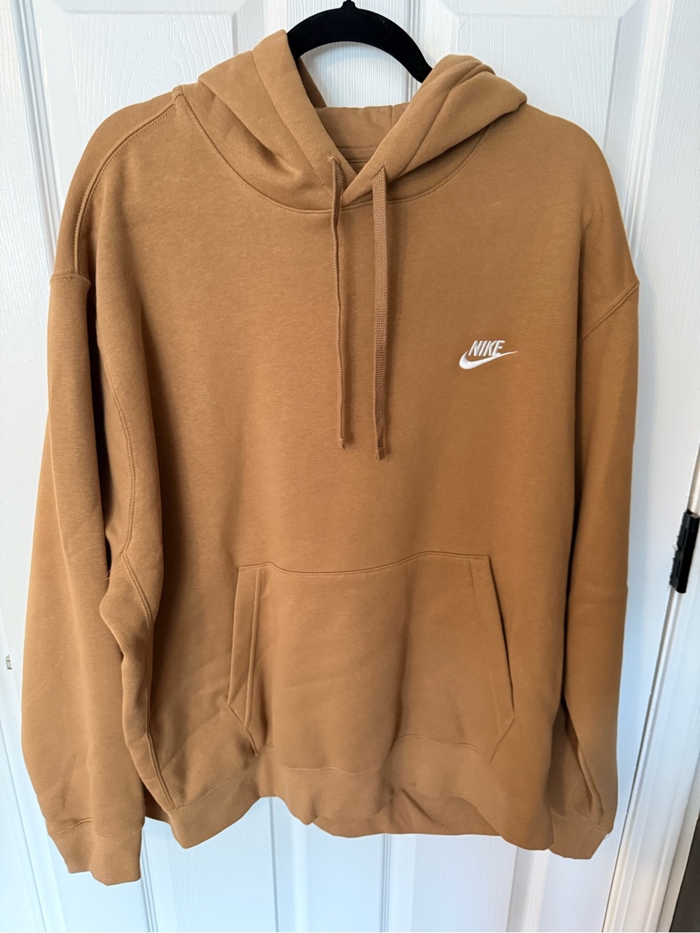 Nike Men’s Caramel Brown Pullover Hoodie with White Logo